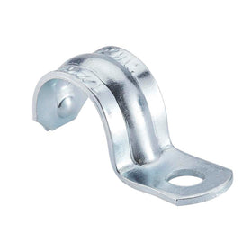 Halex EMT strap mounted on wall demonstrates easy conduit support.