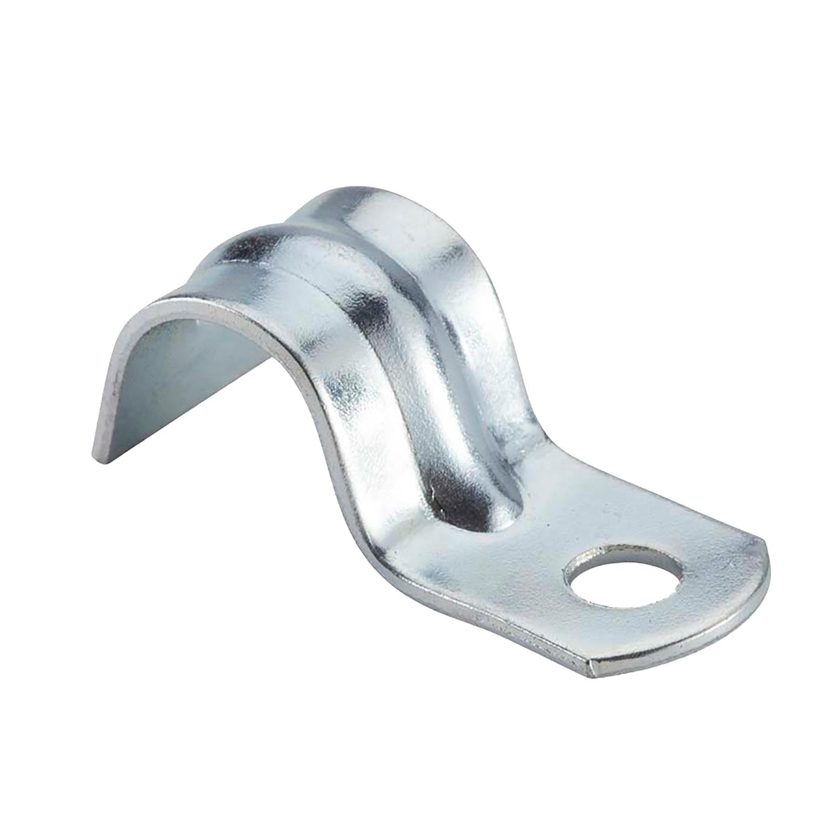Halex steel conduit strap demonstrates durability for indoor wiring runs.