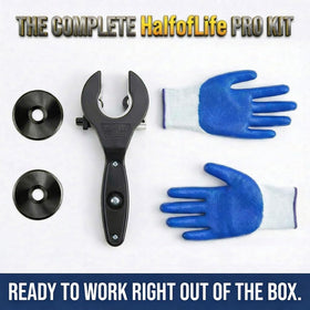 HalfofLife ratcheting pipe cutter lightweight aluminum body for easy transport.