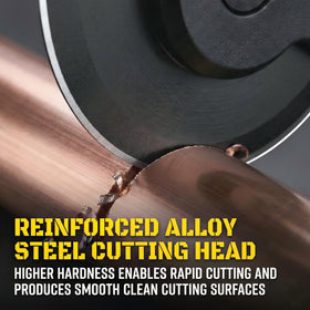 HalfofLife ratcheting pipe cutter quick-adjust knob for precise blade setting.