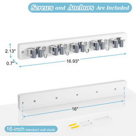 HALFTRY white wood and stainless steel broom holder as a contemporary fixture