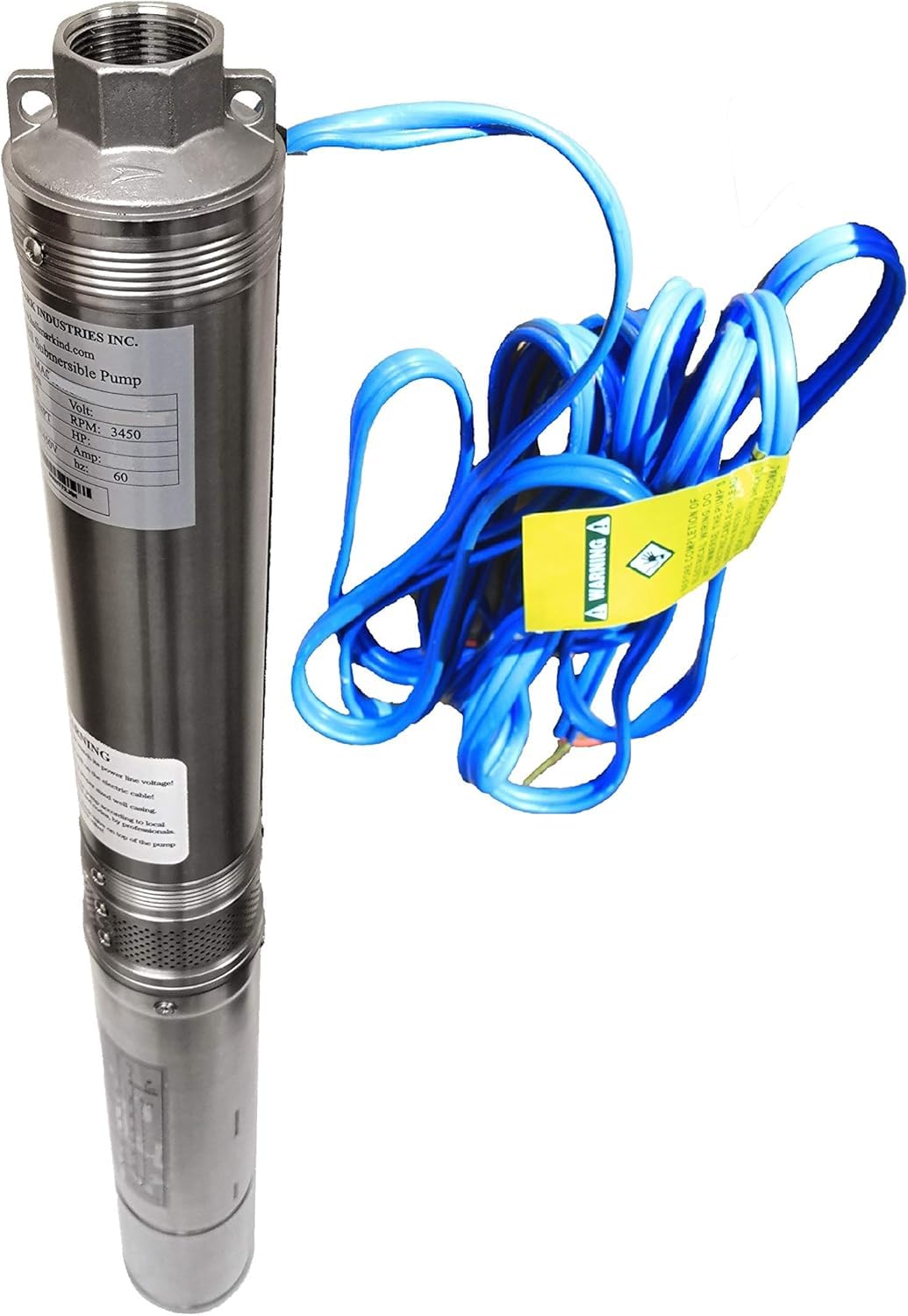 Hallmark MA0419X-12A deep well pump front view showing stainless steel housing for longevity.