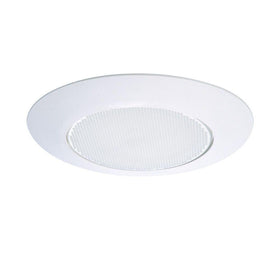 HALO 70PS white trim with frosted Albalite lens for shower lighting.