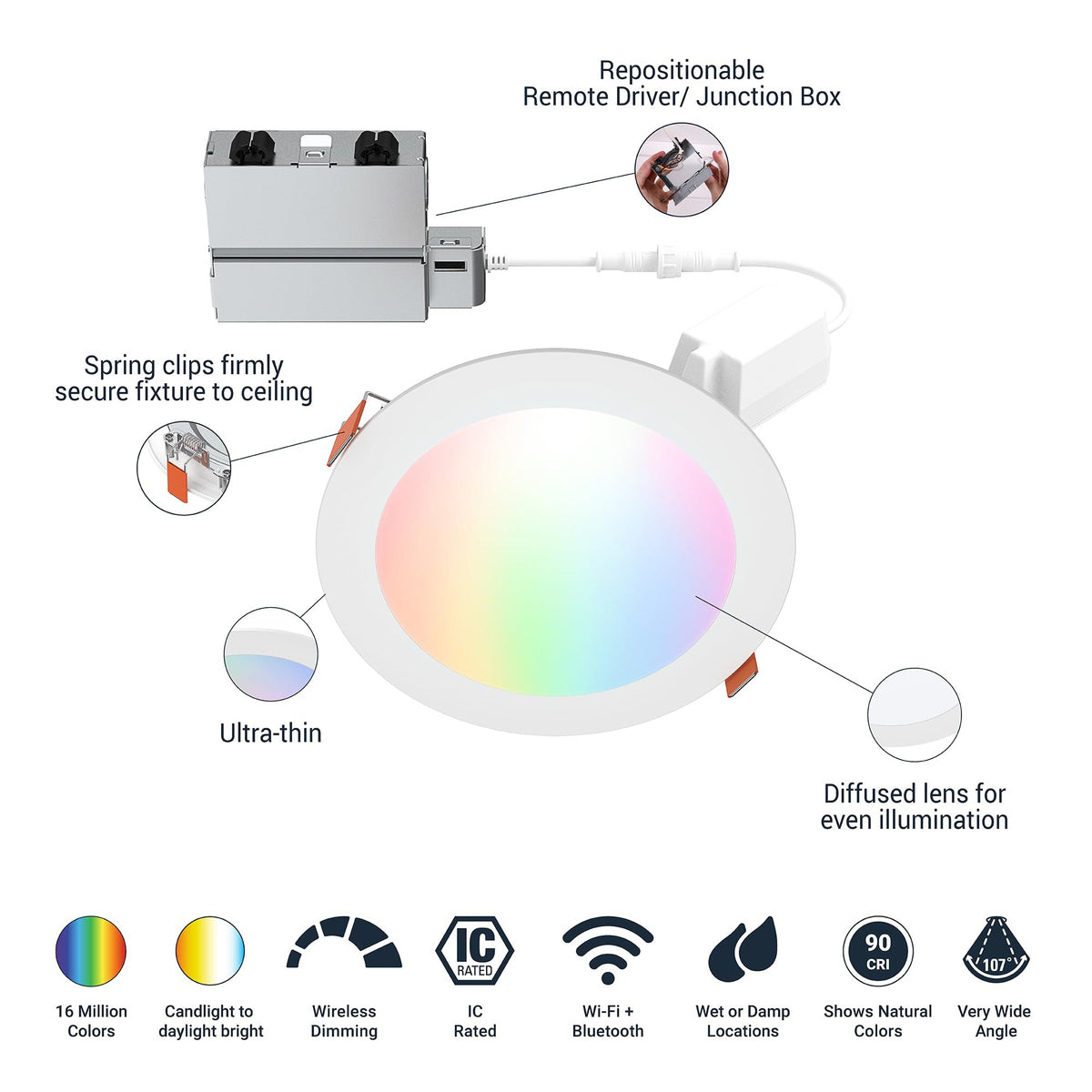HALO downlight with WiZ Pro app scenes and full-color options for ambiance