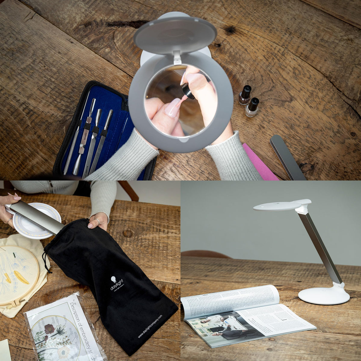 Halo Go 2 twelve-diopter inset increases magnification for tiny tasks.