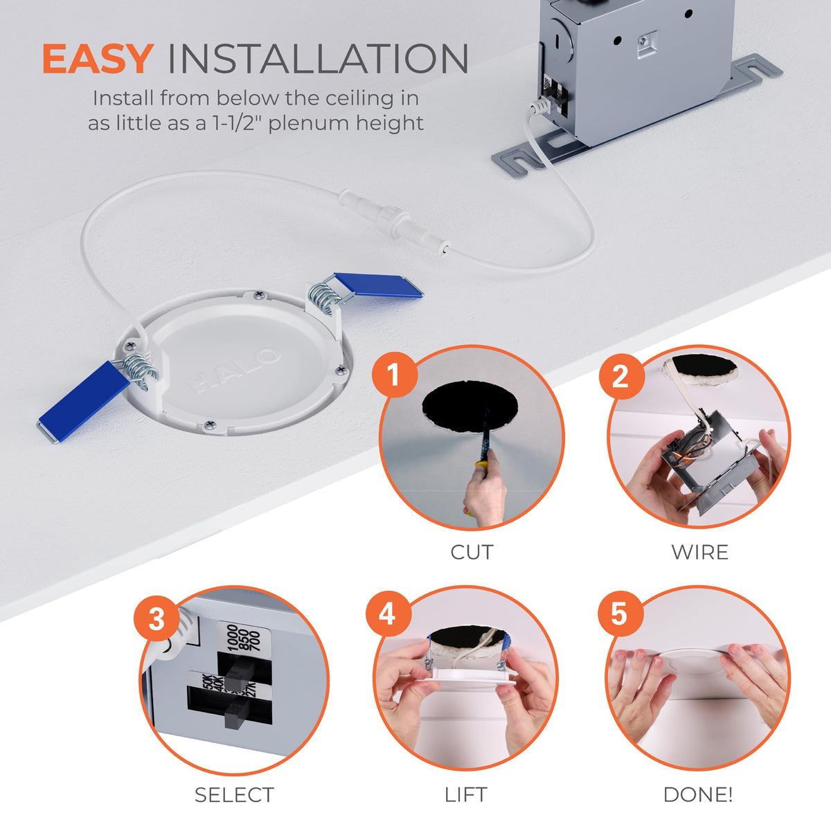 HALO HLB4LSFS5-4PK installed in a wet-location soffit