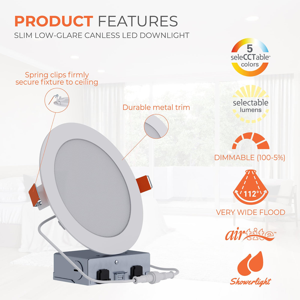 HALO HLB slim-profile ceiling light fits flush against ceiling for easy retrofit