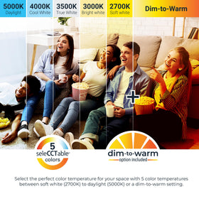 HALO RA 6-inch dim-to-warm shifts from bright to candlelit glow when dimmed.