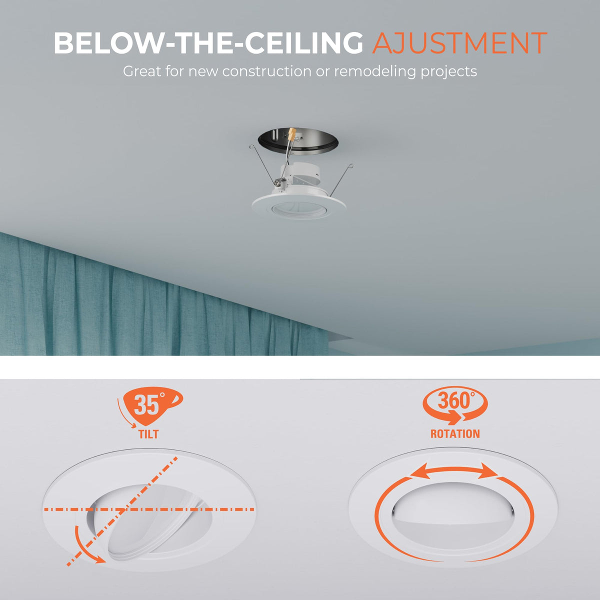 HALO RA 6-inch selectable-lumen output offers brightness control for different tasks.