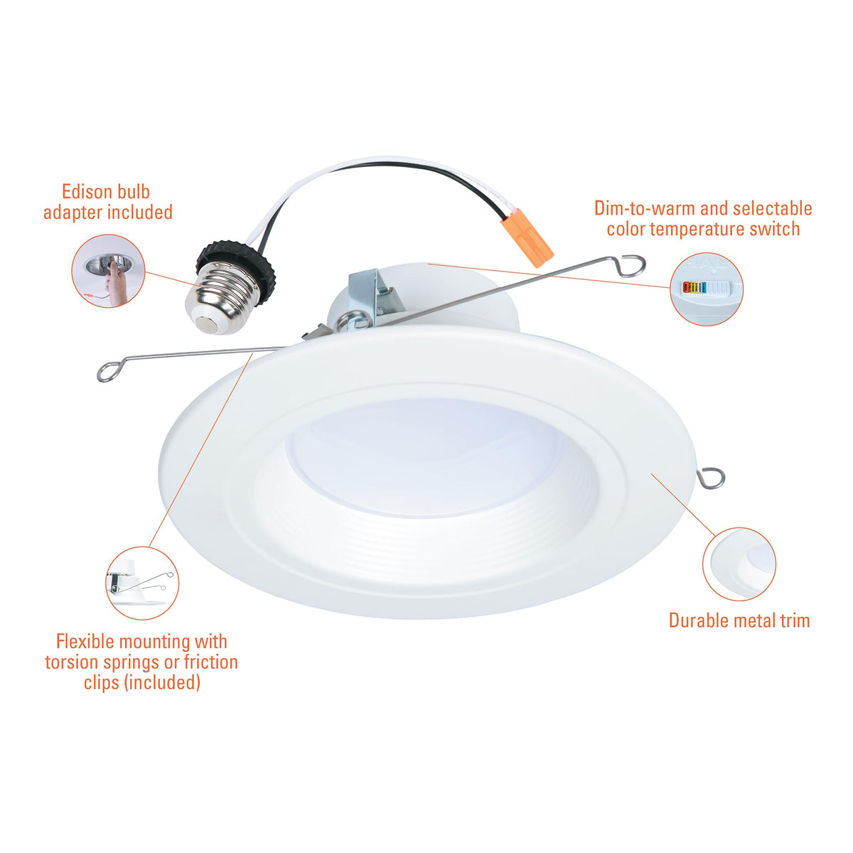 HALO RL56069FSD2W1EWH color temperature selector illustrates 2700K–5000K range.