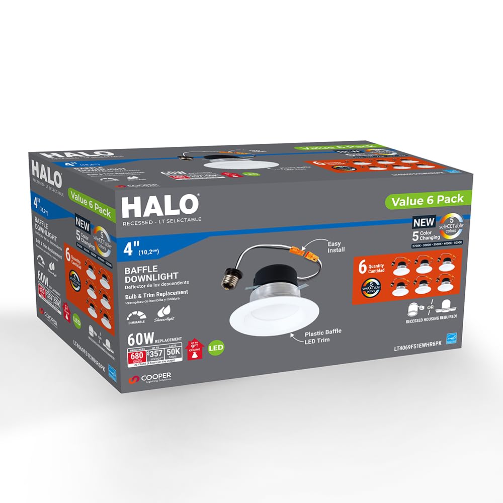 HALO LED recessed light with selectable color temperature for ambient control