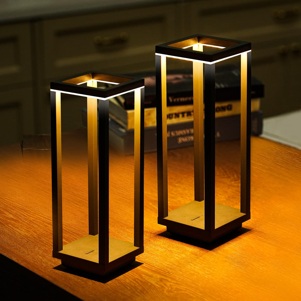 Halostorms cordless table lamps on table for warm dining ambiance