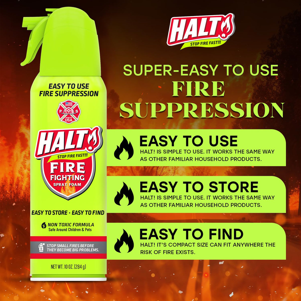 HALT! 10oz bottle ready for kitchen or garage storage.