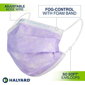 HALYARD FluidShield 1 lavender inner lining closeup highlighting SO SOFT fabric
