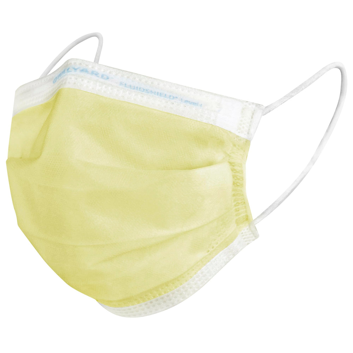 HALYARD FLUIDSHIELD 1 mask front view in yellow highlighting quick visual ID and design.
