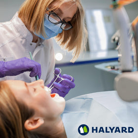 HALYARD Purple Nitrile Dental Gloves ideal for dental exams