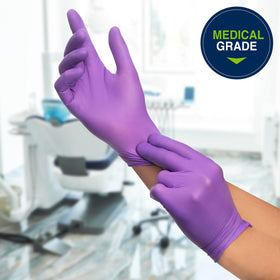 HALYARD Purple Nitrile Dental Gloves on hand during exam