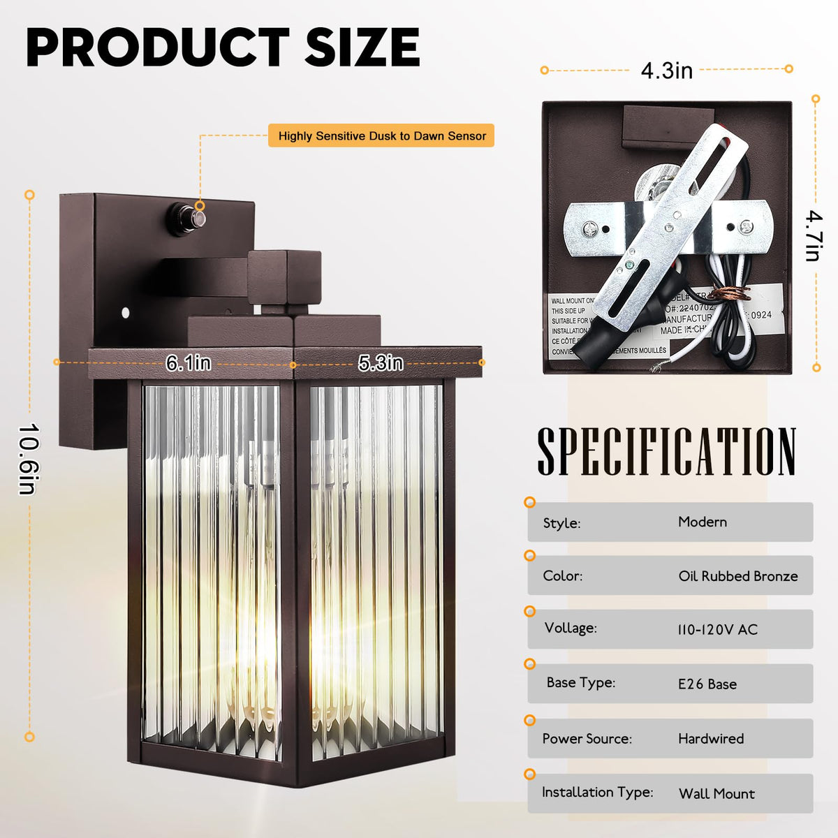 Hameso front door light in oil-rubbed bronze adds timeless style.