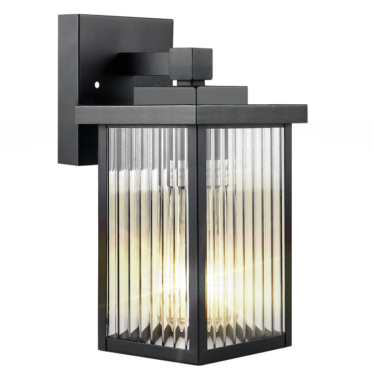hameso outdoor wall light with textured glass and matte black finish enhances curb appeal