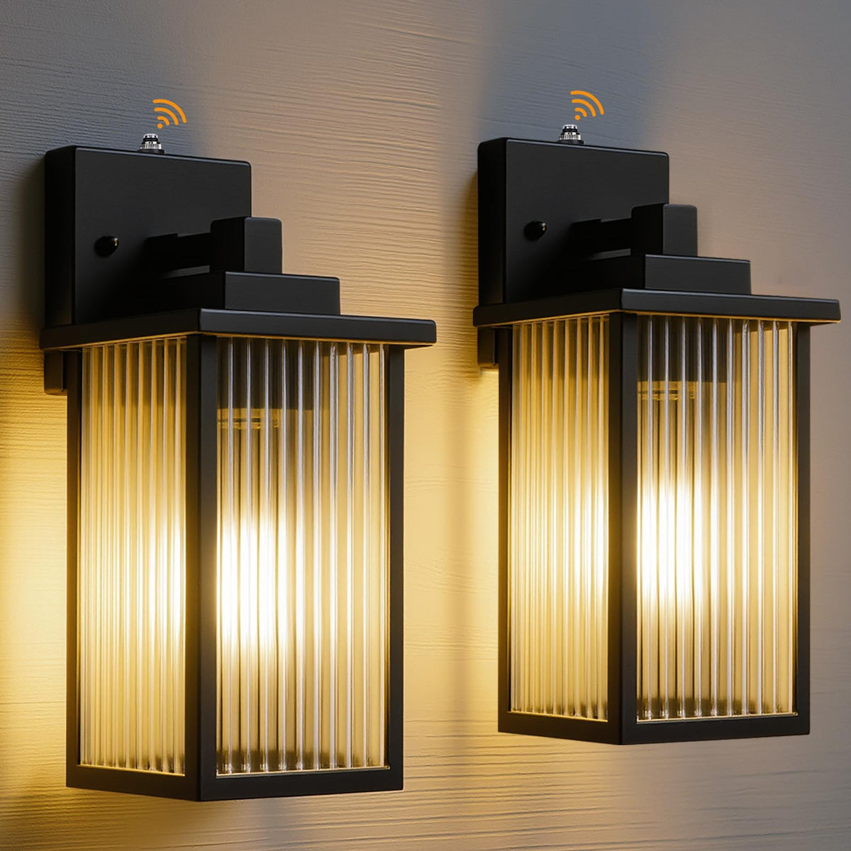 Hameso two-pack 13-inch matte black outdoor wall lights add balanced curb appeal.