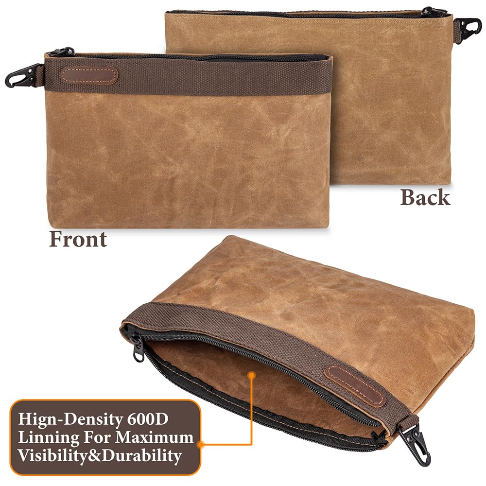 Waterproof waxed canvas keeps tools protected on job sites