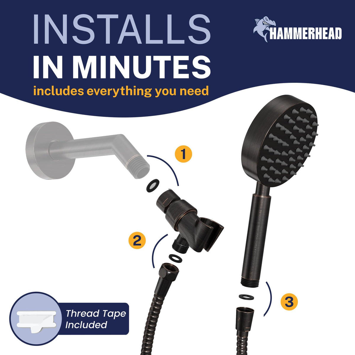 Adjustable brass holder angle up to 23 degrees for versatile showering.