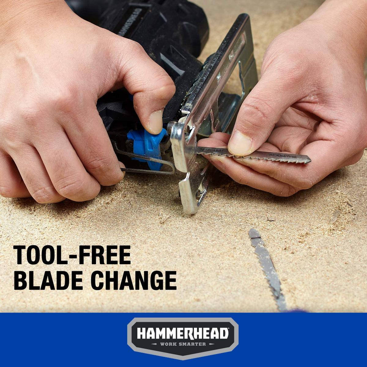 Hammerhead jig saw dust port helps keep the workspace clean.