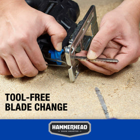 Hammerhead jig saw dust port helps keep the workspace clean.