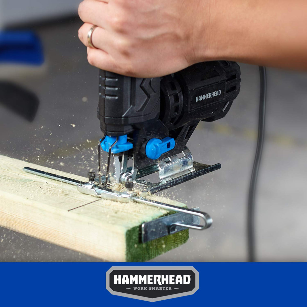 Hammerhead jig saw quick blade change keeps you cutting with less downtime.