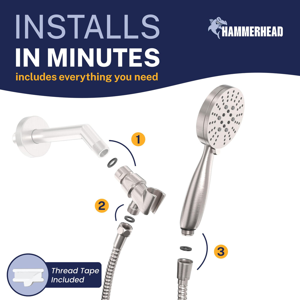 Lead-free brass and stainless steel construction reduces chemical exposure