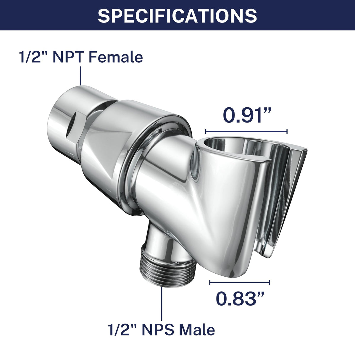 HammerHead Showers solid brass design provides durable support for a steady handheld shower experience.
