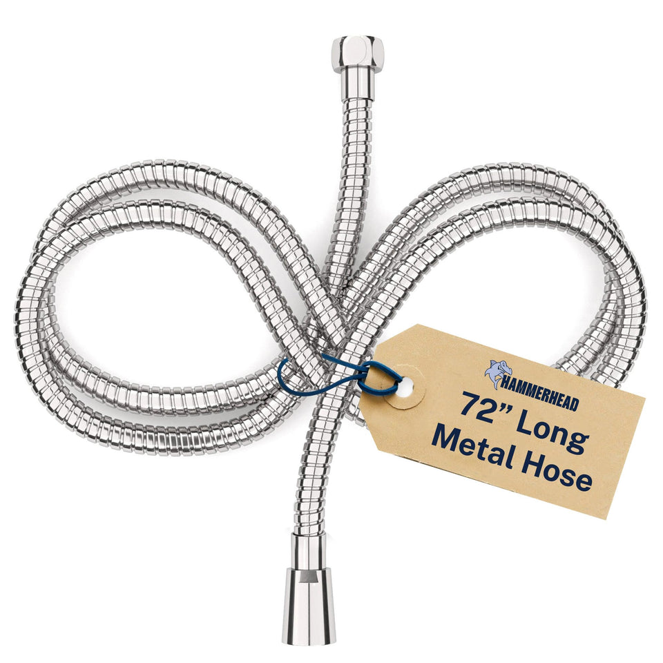 HammerHead Showers 72-inch chrome hose extending reach for kids and pets