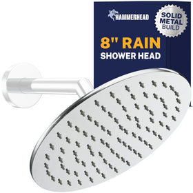 HammerHead Showers 8-inch rainfall head delivers broad coverage for a spa-like shower