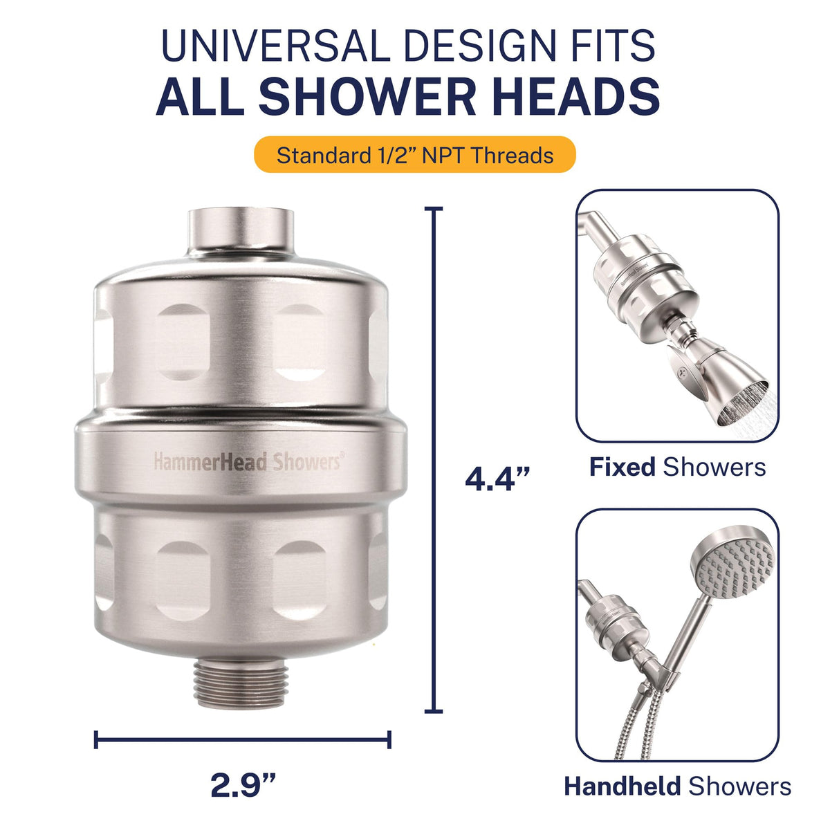 HammerHead Showers solid brass housing demonstrates durable, leak-free performance.