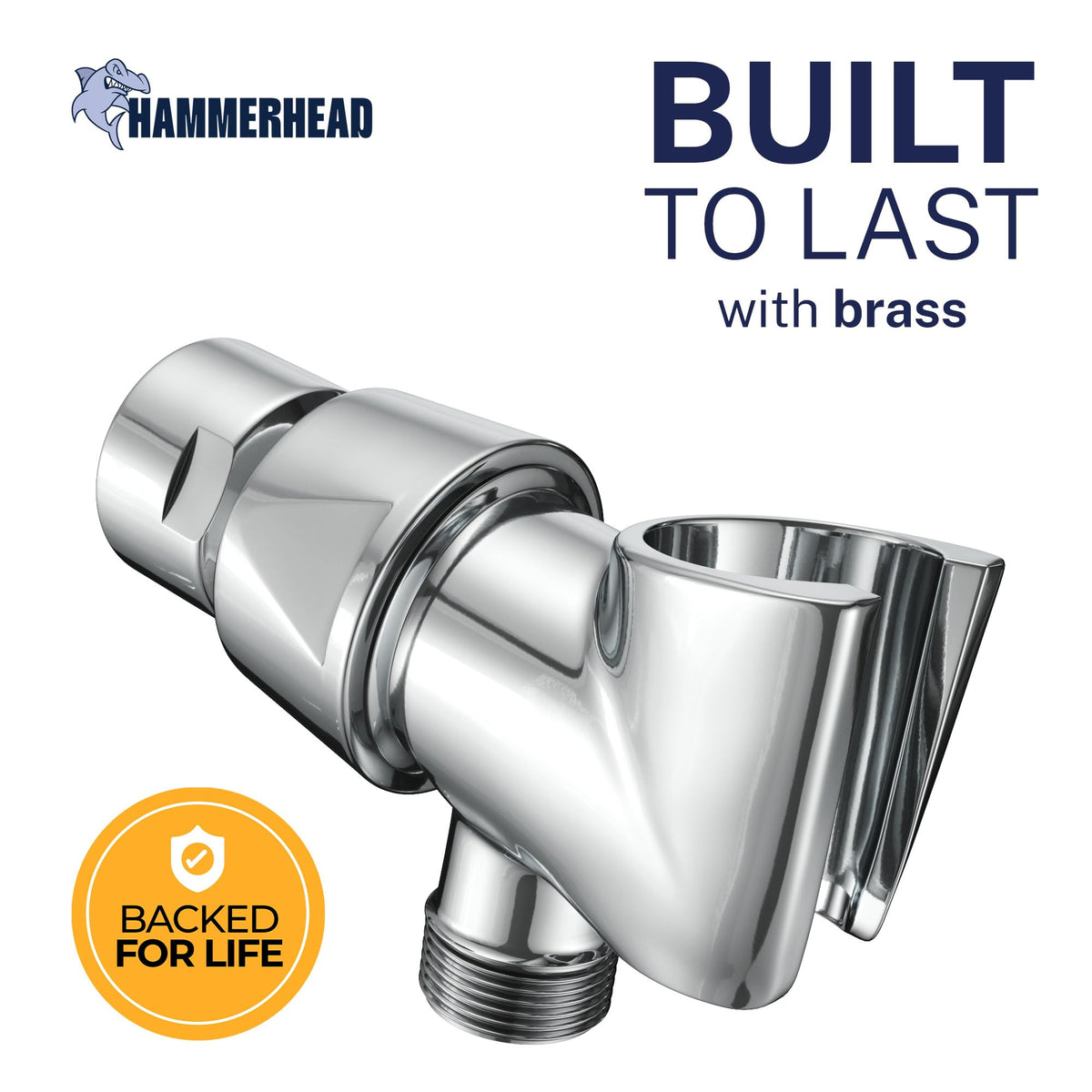 HammerHead Showers adjustable pivot-ball feature enables precise angle for showering.