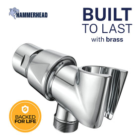 HammerHead Showers adjustable pivot-ball feature enables precise angle for showering.