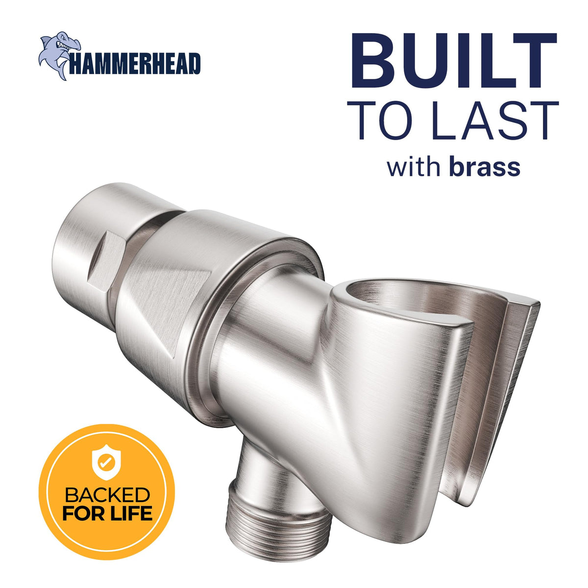 Pivot ball enables 360-degree rotation for flexible shower head positioning.