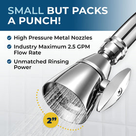 HammerHead Showers brass pivot ball tilts up to 23 degrees for precise aiming