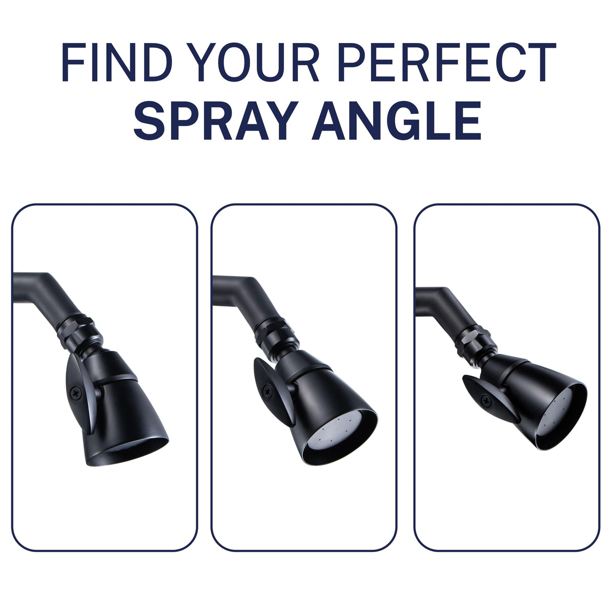 HammerHead Showers brass pivot ball enables precise angle adjustment.