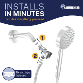 Includes rubber washer and thread seal tape for easy tool-free installation.