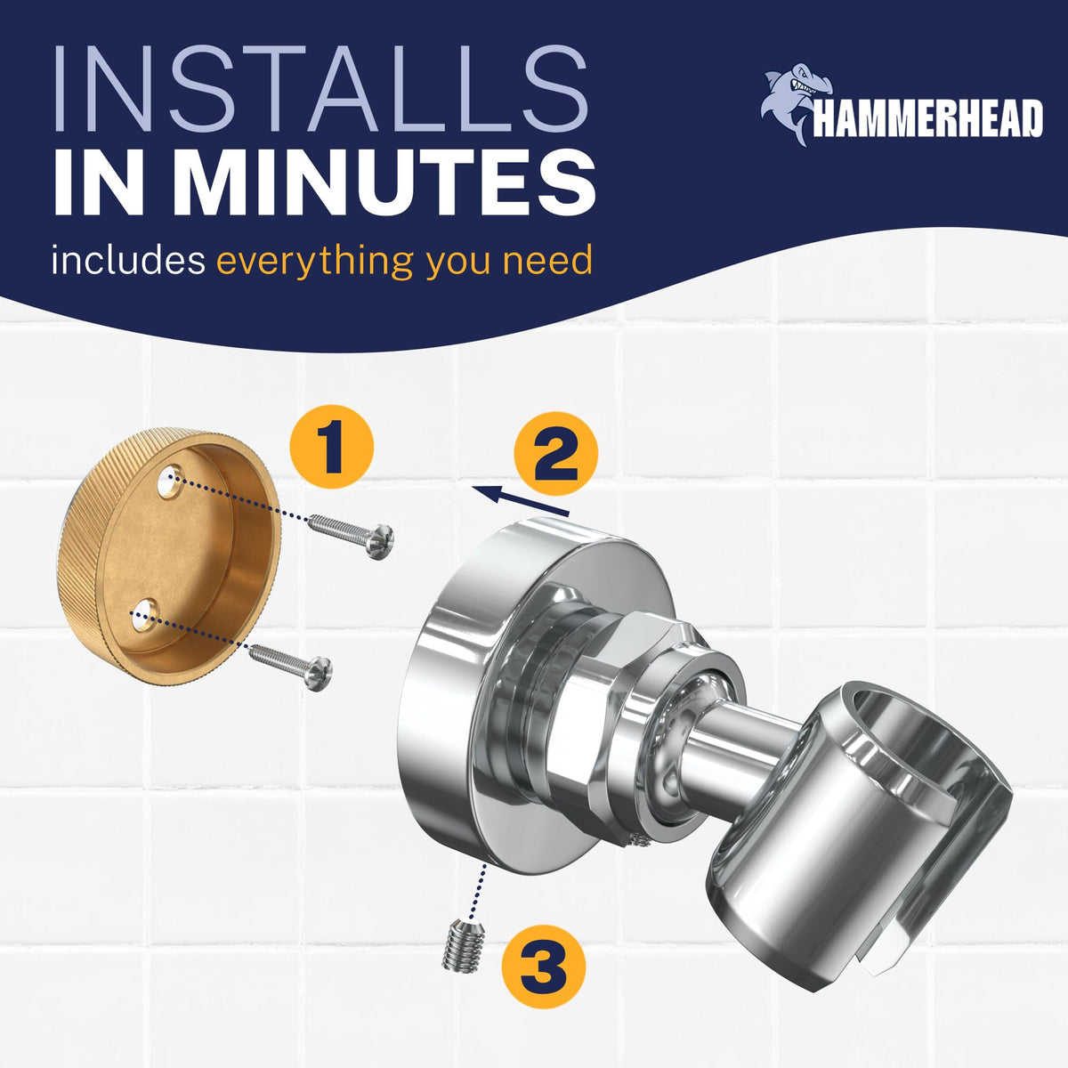 HammerHead Showers included screws and wall anchors simplify installation