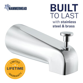 HammerHead extra-long tub spout in chrome directs water cleanly into the tub