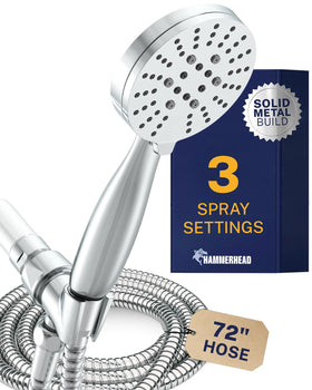 HammerHead Showers handheld chrome wide spray for full-body coverage.