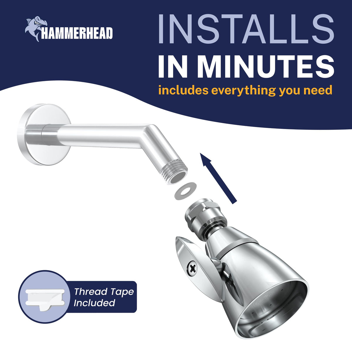 HammerHead high-pressure flow design creates a strong spray through metal nozzles.