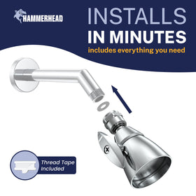 HammerHead high-pressure flow design creates a strong spray through metal nozzles.