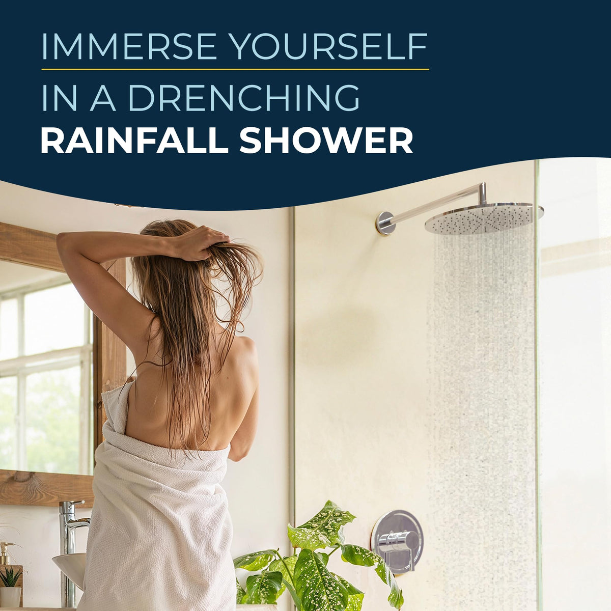 HammerHead Showers large overhead rainfall coverage feels immersive.