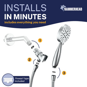 HammerHead Showers durable lead-free brass and stainless steel construction.