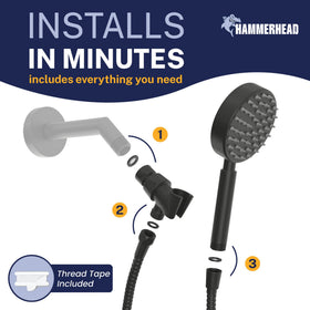 HammerHead Showers matte black finish adds durable style to any bathroom.