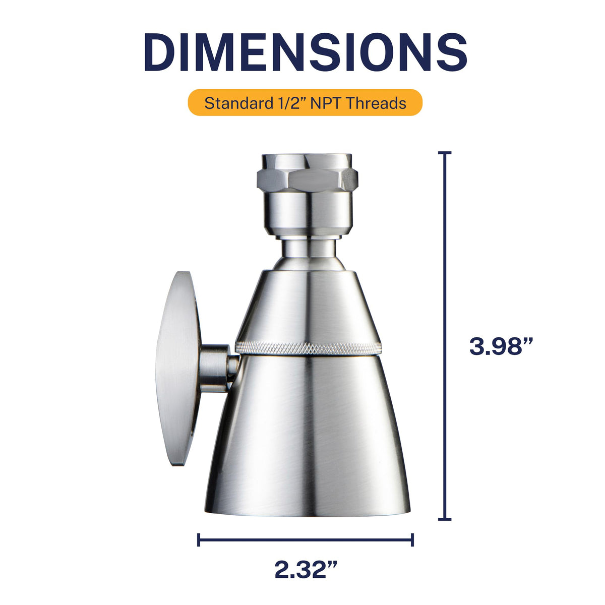 HammerHead Showers sturdy metal nozzles support consistent high flow.