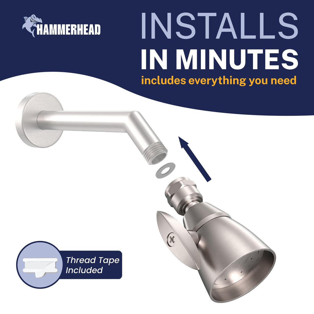 HammerHead Showers rain spray option provides gentle wide coverage.
